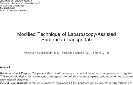 Modified technique of laparoscopy-assisted surgeries (transportal).