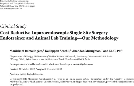 Cost reductive laparoendoscopic single site surgery endotrainer and animal lab training-our methodology.