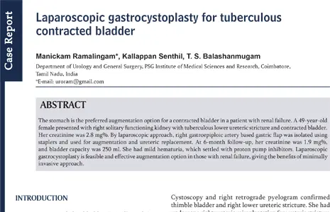 Laparoscopic gastrocystoplasty for tuberculous contracted bladder.