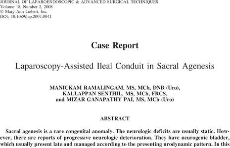 Laparoscopy-assisted ileal conduit in sacral agenesis.